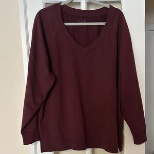 Livi Active Women's V-Neck Sweatshirt in Burgundy